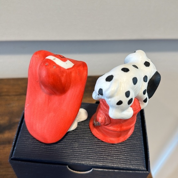 Adorable Dalmatian firefighter puppies, salt, and pepper shakers red white black - Picture 4 of 10
